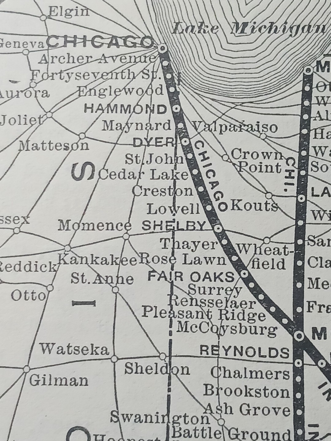 ~1904 Train Route Map CHICAGO INDIANAPOLIS & LOUISVILLE RAILWAY Indiana Railroad