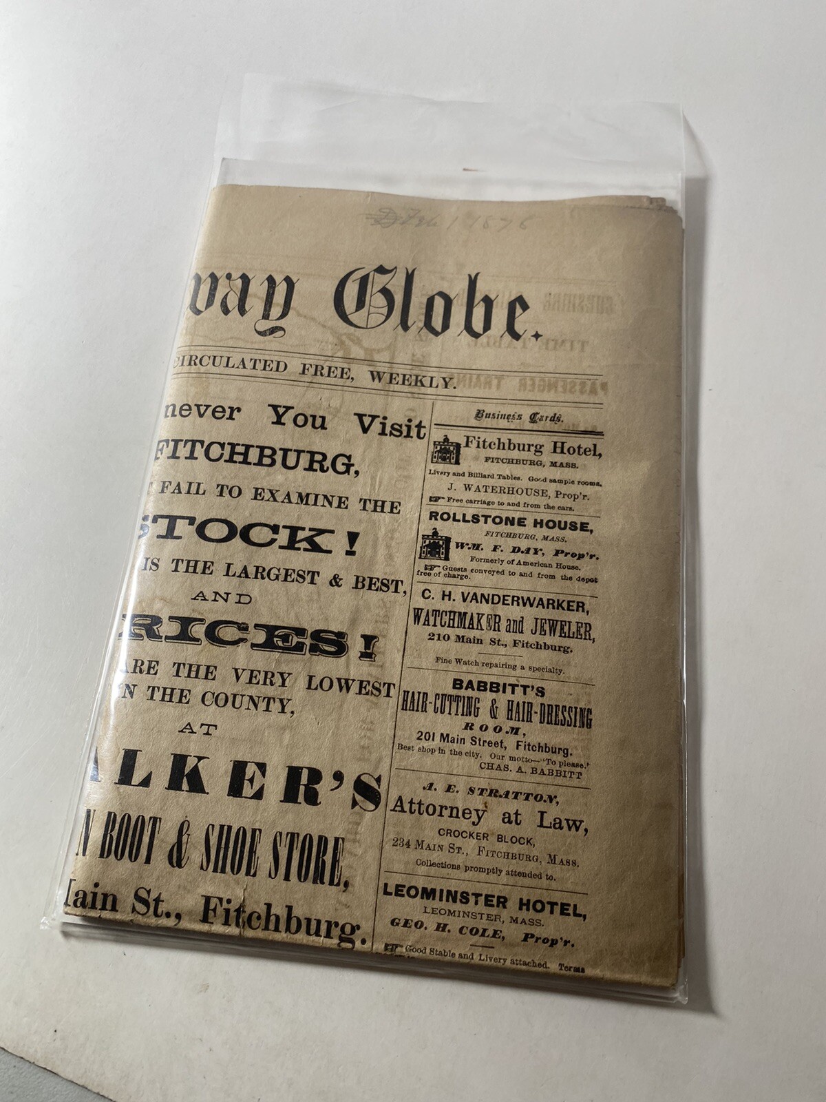Antique 1878 The Railway Globe Newspapers Lot Fitchburg MA Old 1870’s Train Map