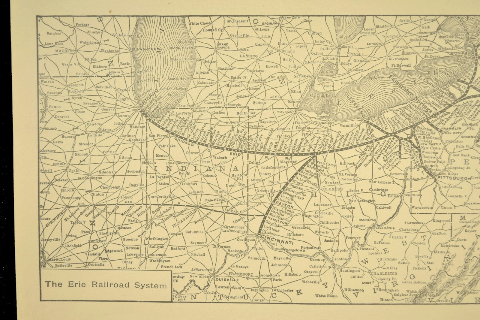 Vintage Map of the Erie Railroad Map Pennsylvania Old Original ca 1922