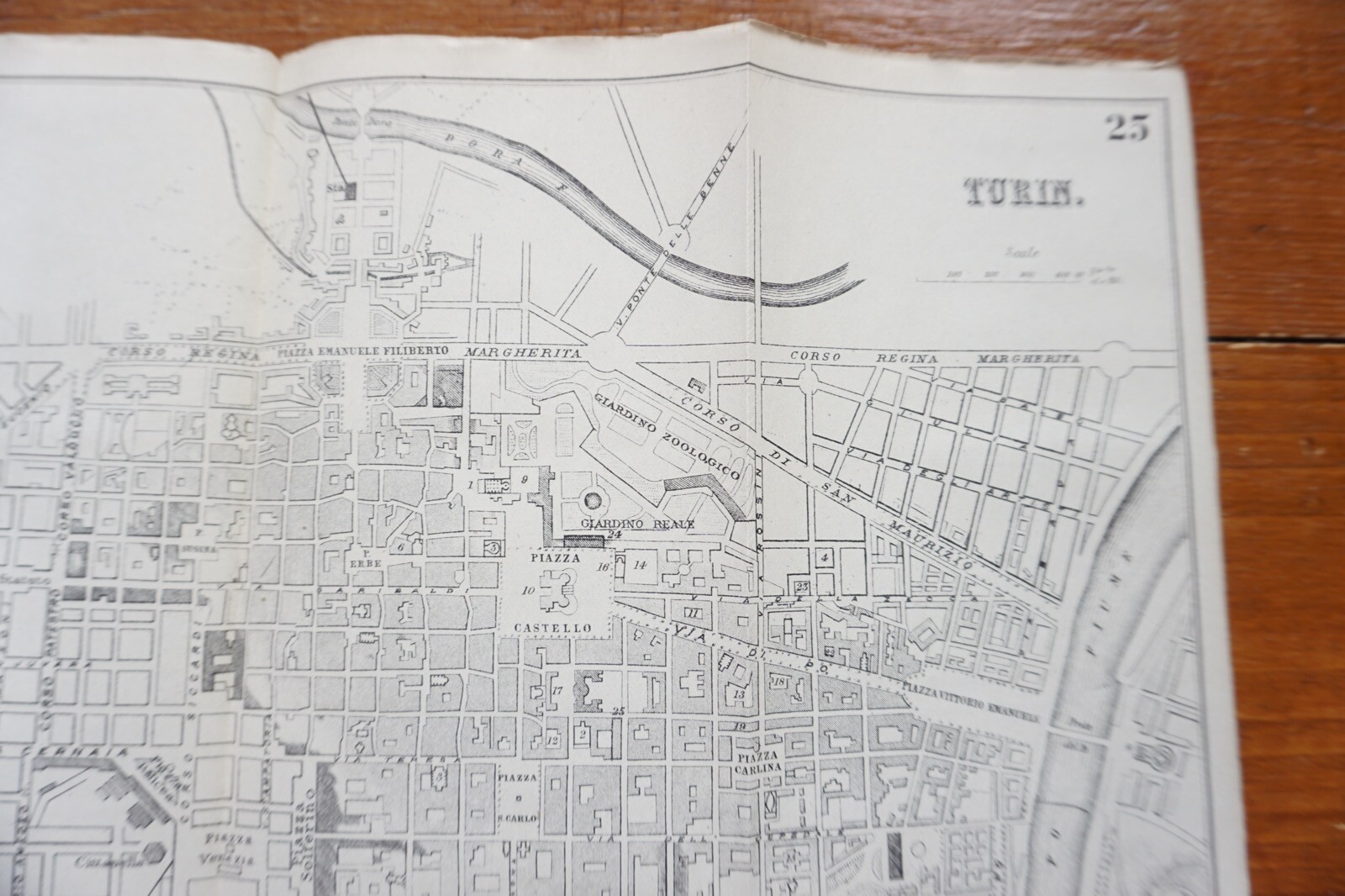 1899 Bradshaws Map of Turin Italy Original Railway Map