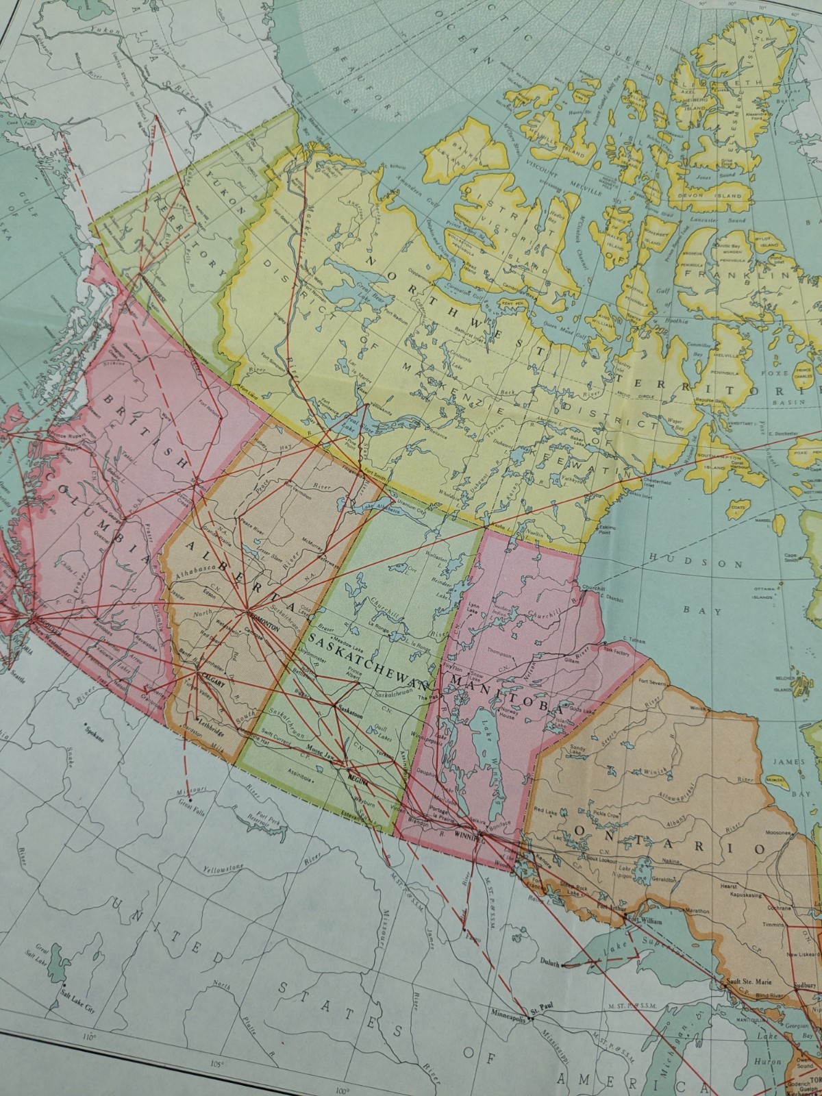 Vintage 1964 Canada Map Department of Mines and Technical Surveys 18″x15″