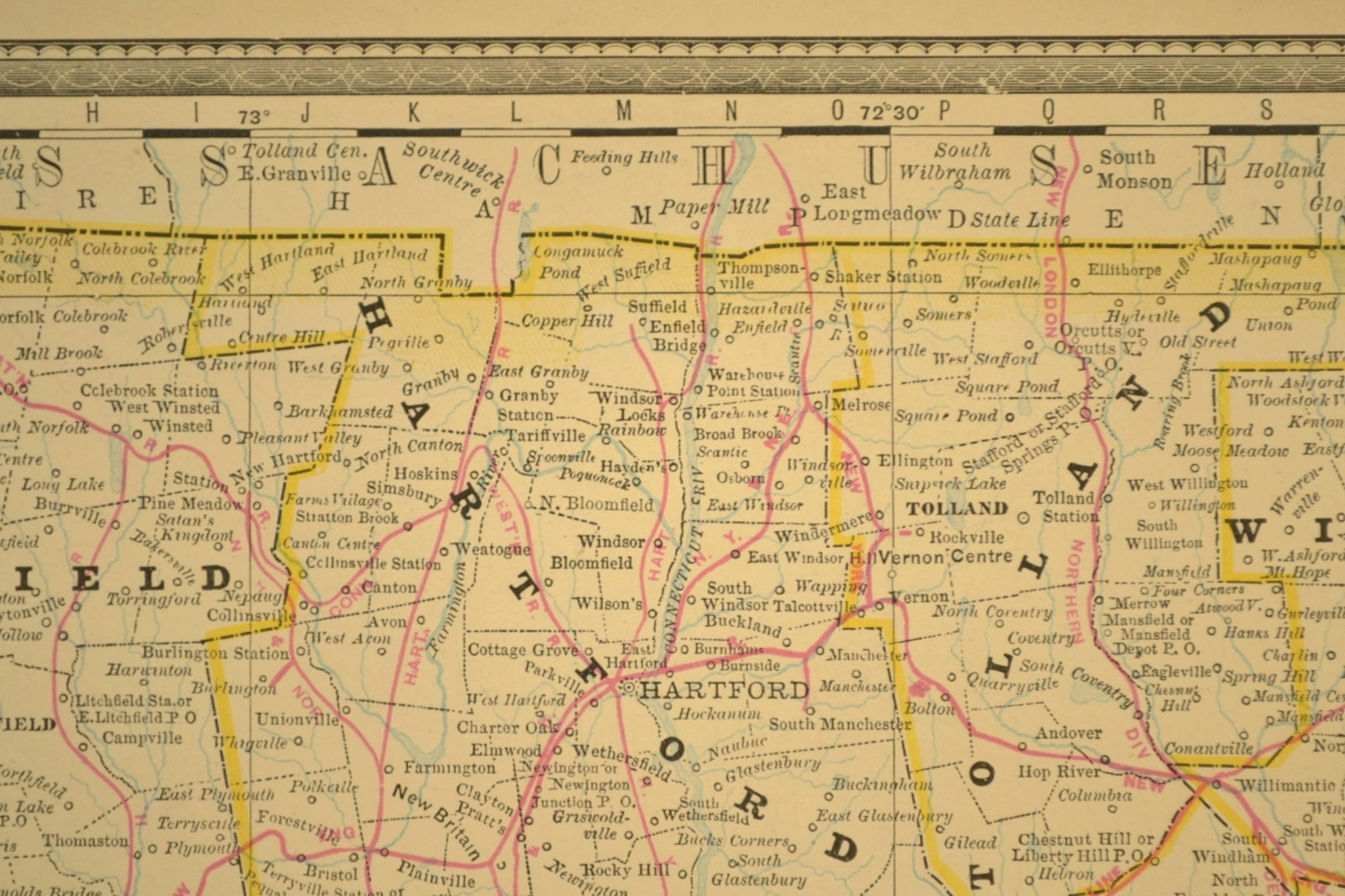 Antique CONNECTICUT Railroad Map NY&NE RR New York & New England RR The Air Line