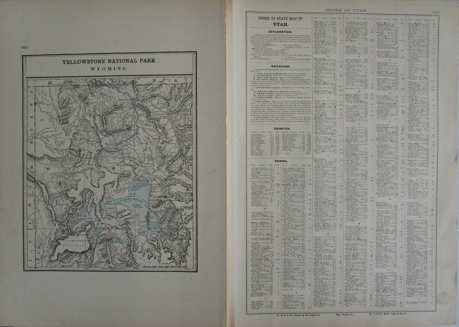 UT 1897 UTAH CRAM STEAM RAILROAD Map. Cram. OGDEN & HOT SPRINGS RR; SP; UP