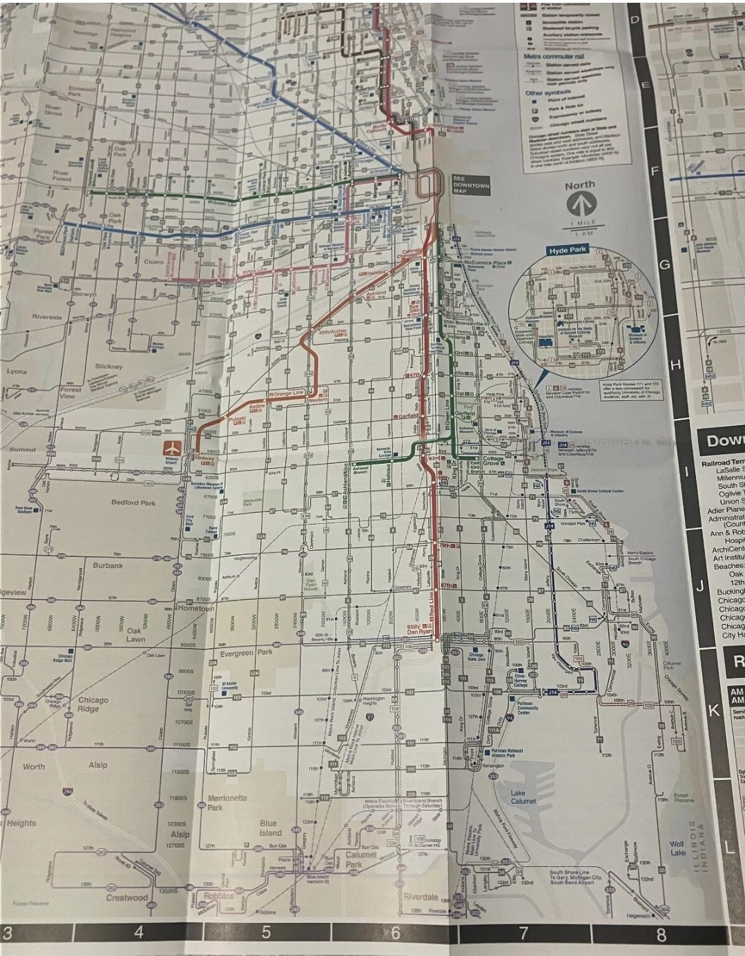 CHICAGO TRANSIT AUTHORITY (CTA) BUS and RAIL “L” MAP July 2024