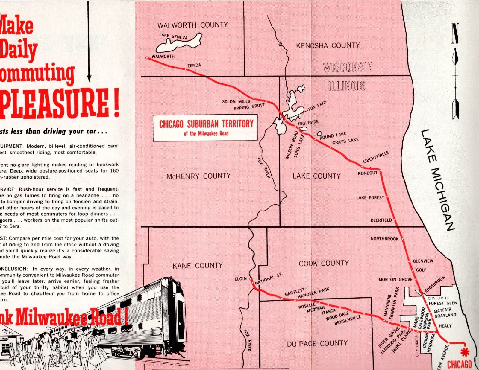 MILWAUKEE ROAD SUBURBAN SERVICE MAP – 10/1979