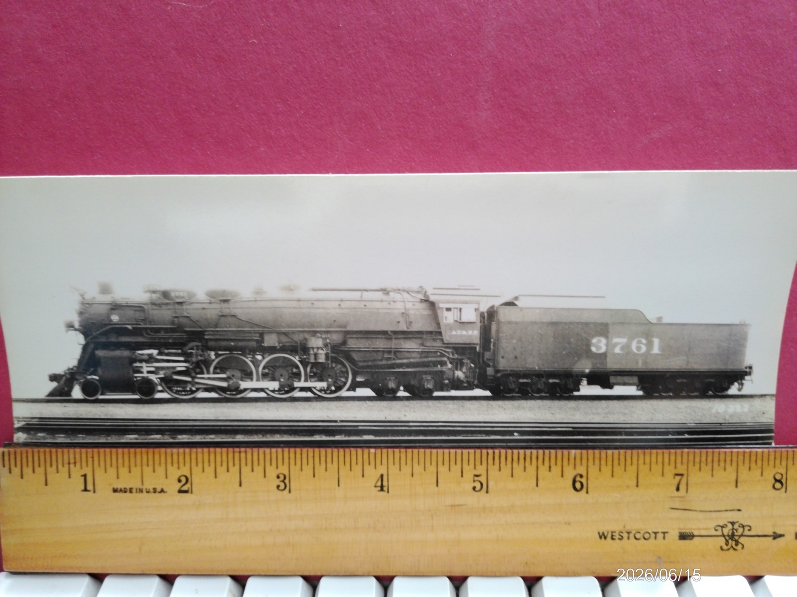 AT&SF RAILROAD ORIG BLUEPRINT DATA DIAGRAM BUILDER PHOTO 4-8-4 LOCOMOTIVE #3700