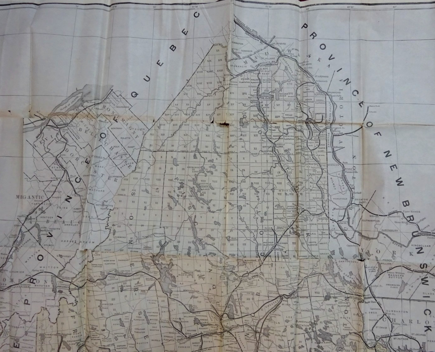 BIG 1891 WALL MAP OF RAILROADS MAINE 30″ x 33″ REPRINTED 1903 BY COMMISSIONERS