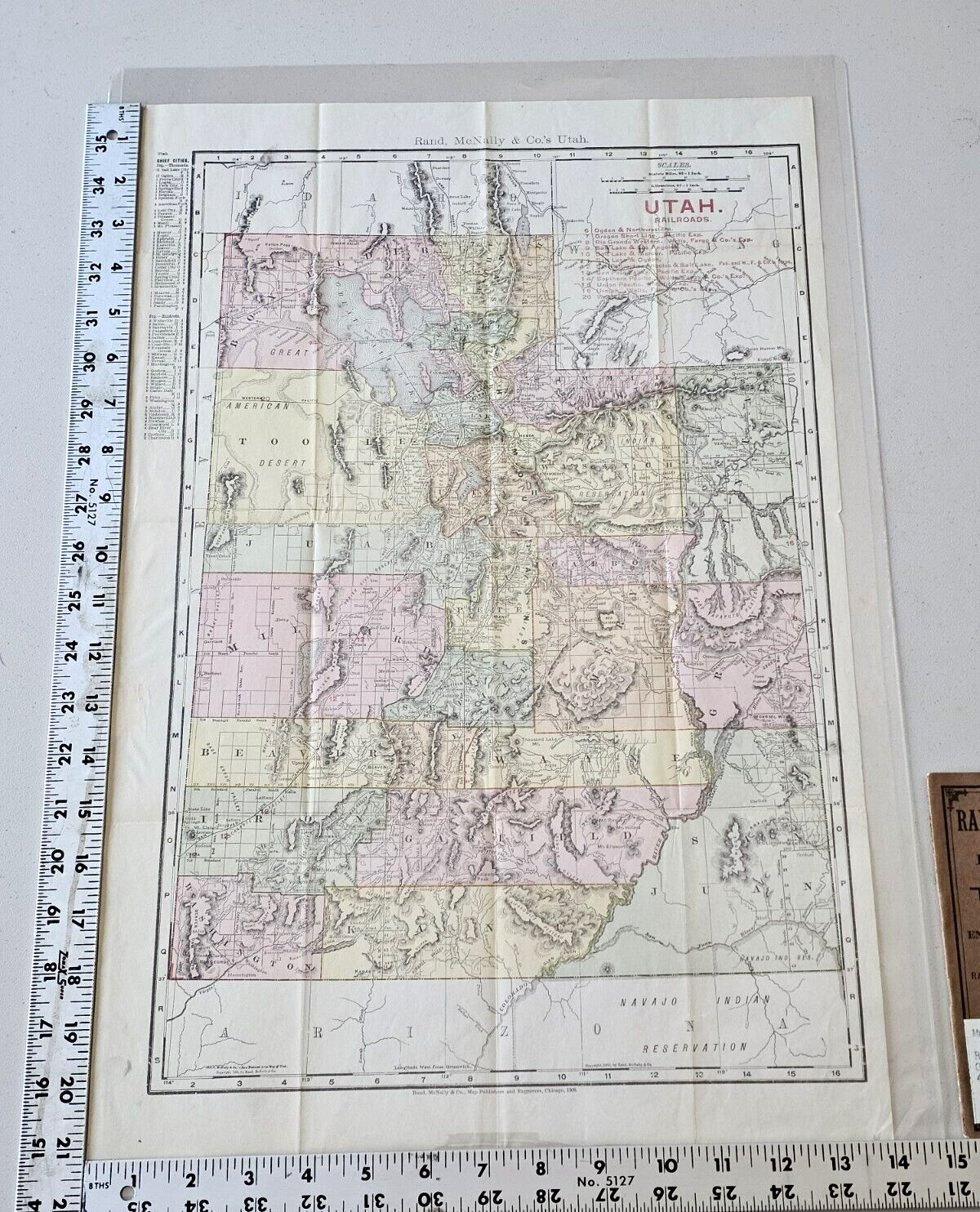 OLD RAND MCNALLY POCKET SHIPPERS GUIDE & RAILROAD MAP 1908 COLLECTIBLE TRANSPORT