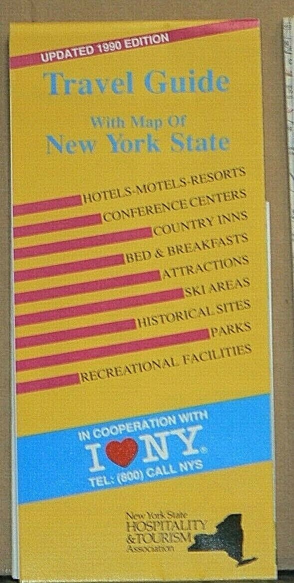 1990 Official Travel Guide with a Map of New York State