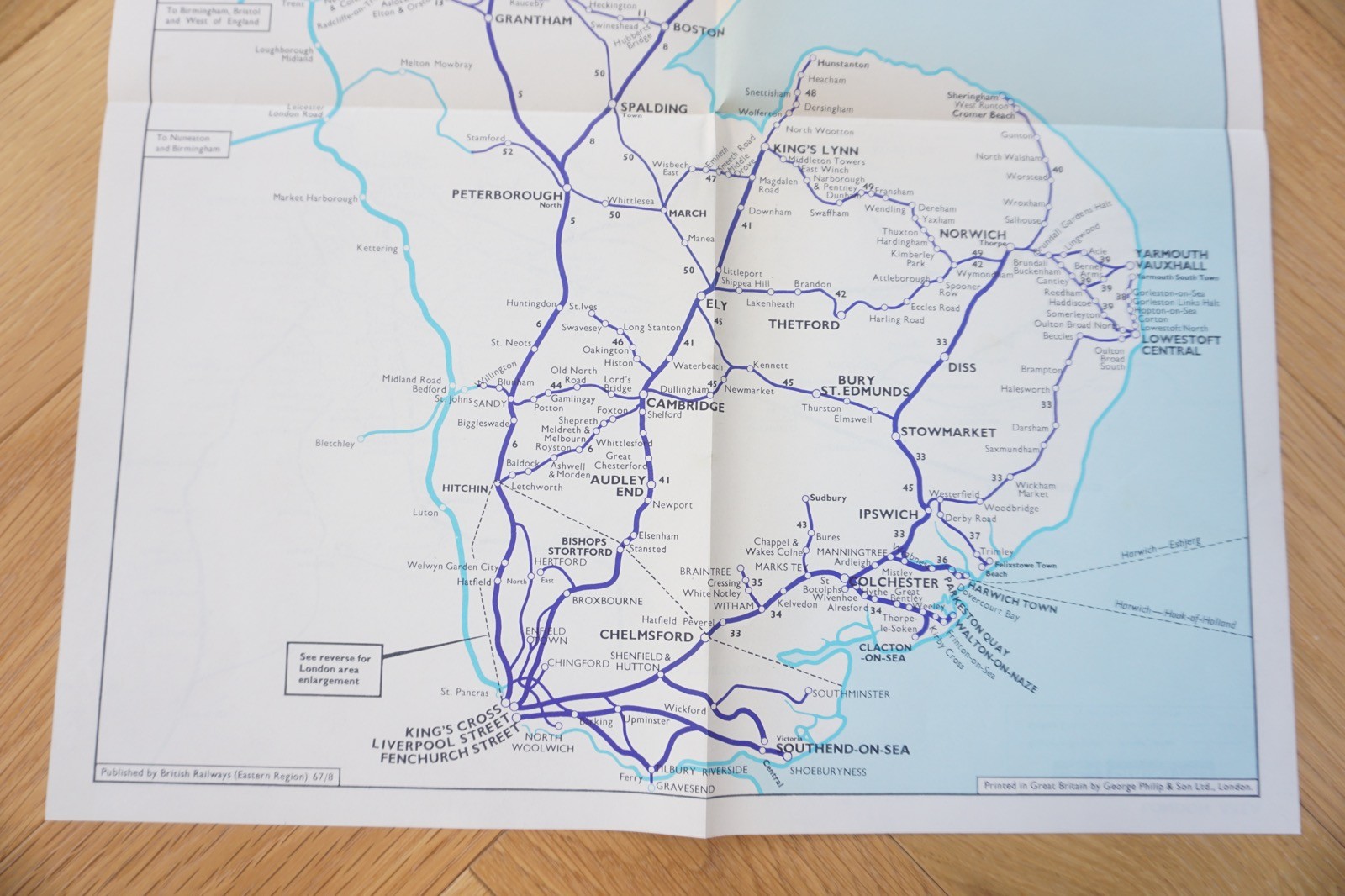 Aug 1967 Eastern Region British Rail Railway Map VGC