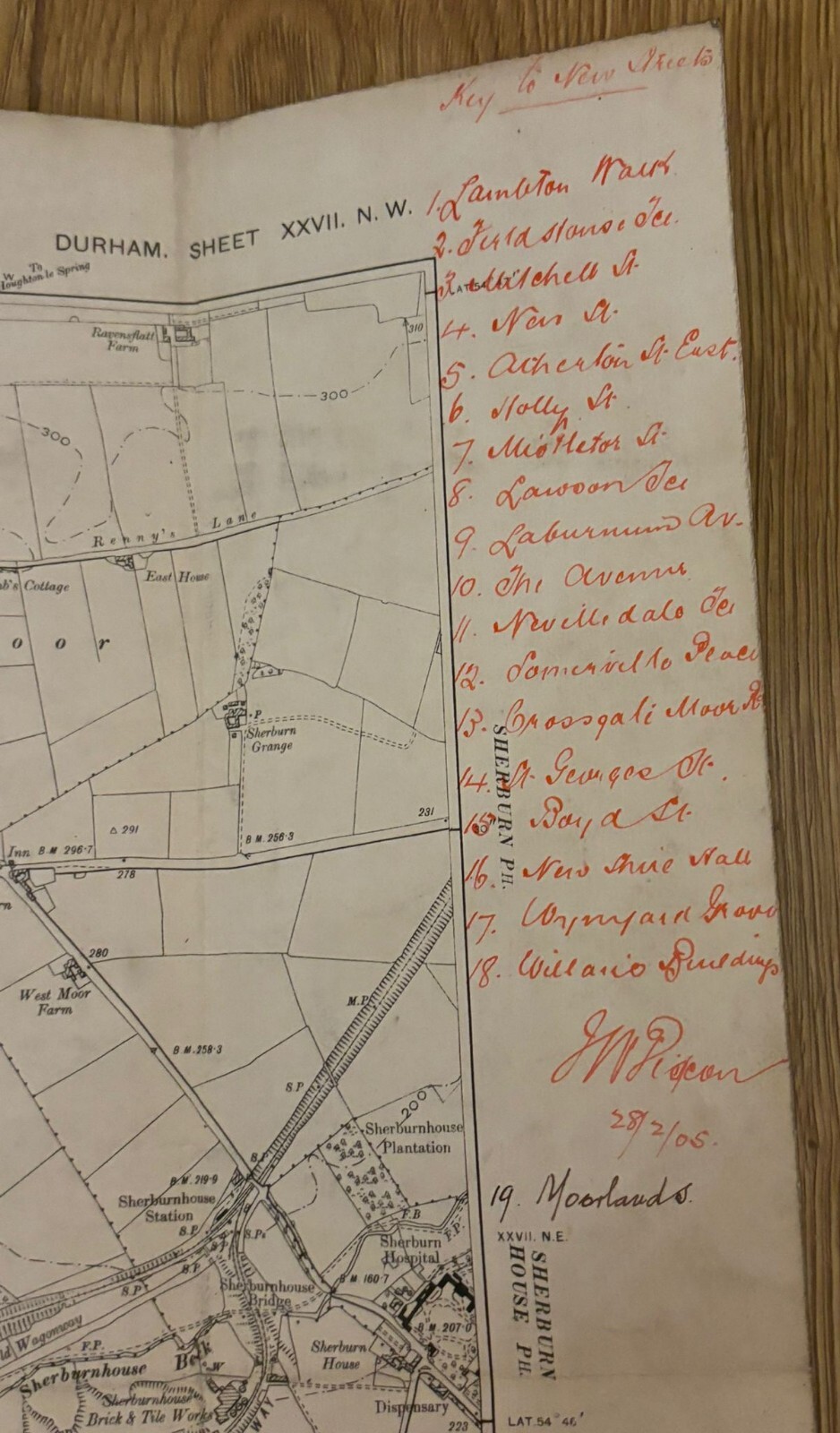NER Durham Map 1898 Railway Parcels delivered Handwritten Nevilles Cross 1905