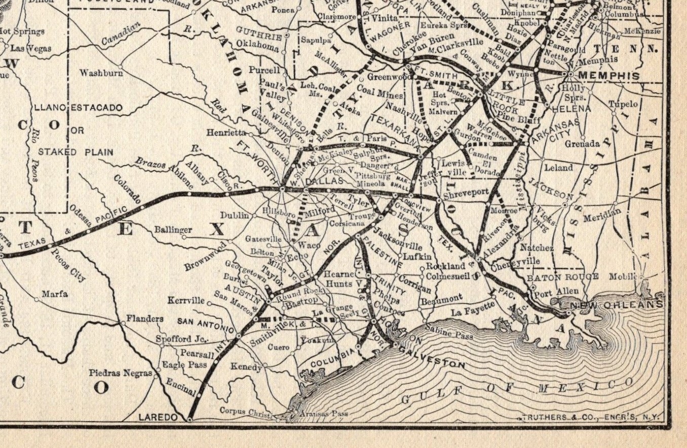 1893 Antique Missouri Pacific Railway Company Map Vintage Railroad Map 2155
