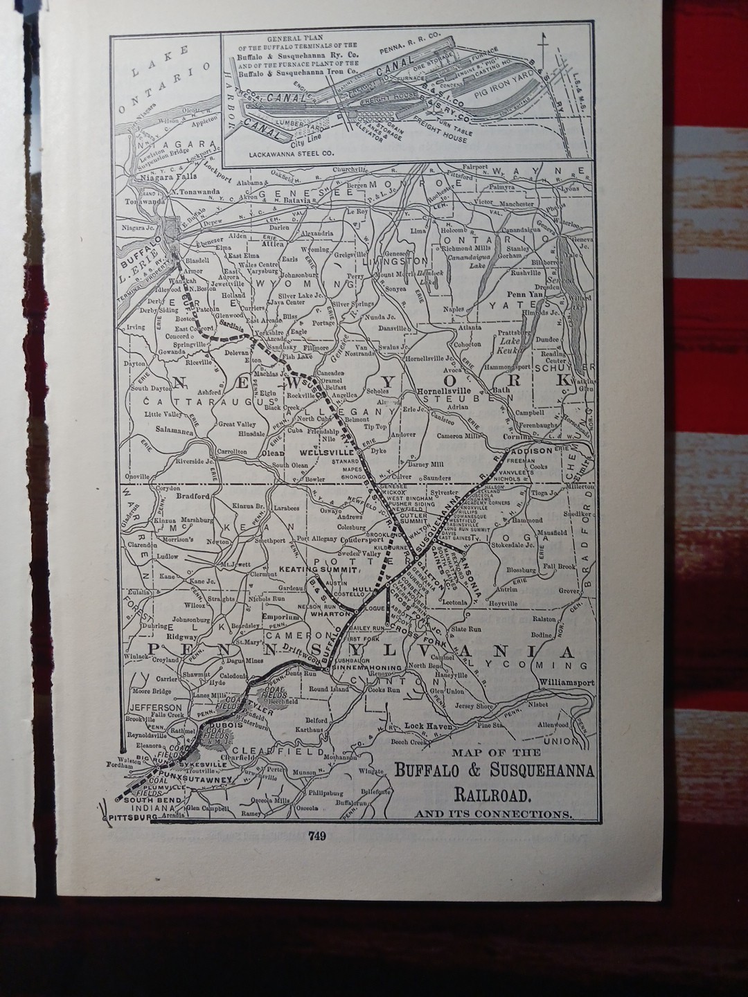 ~1904 BUFFALO & SUSQUEHANNA RAILROAD Vintage Detail Railway Map + Report Coal RR