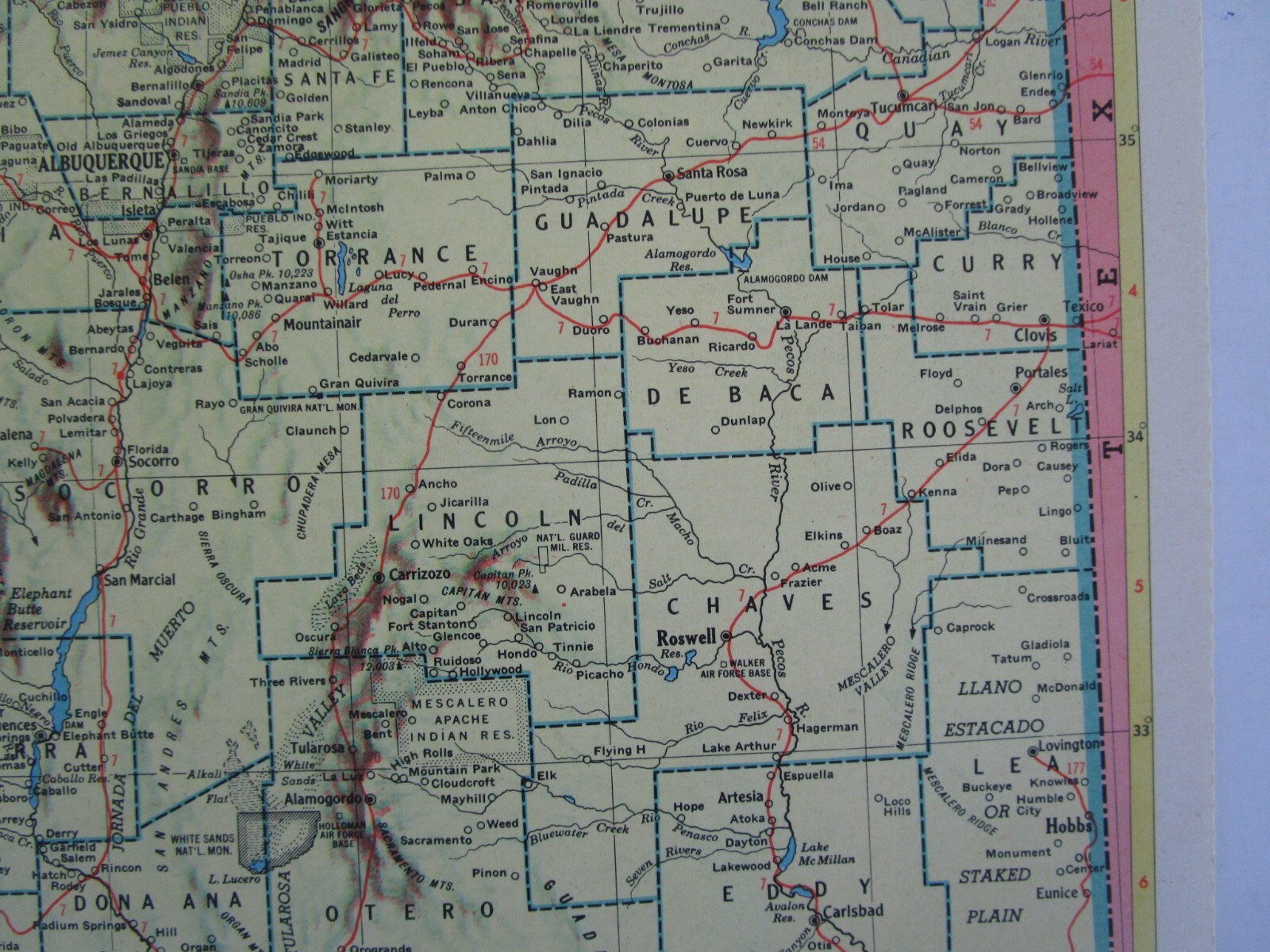 NJ NM Vtg 1952 NEW JERSEY RAILROAD Map. MORRISTOWN & ERIE RR ~or~ NEW MEXICO