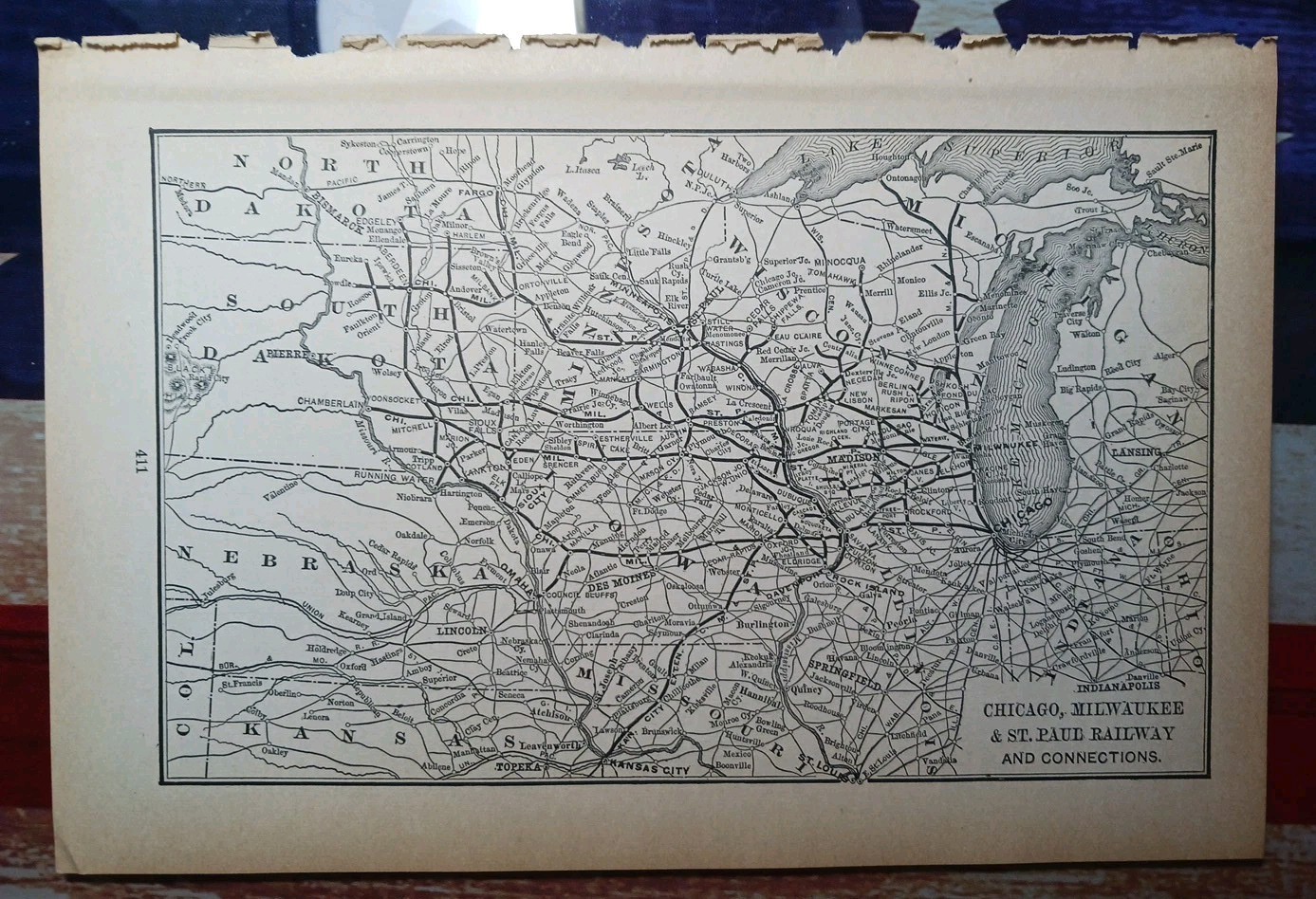 ~1895 Antique RAILROAD Route Map CHICAGO MILWAUKEE & ST PAUL RAILWAY All Lines