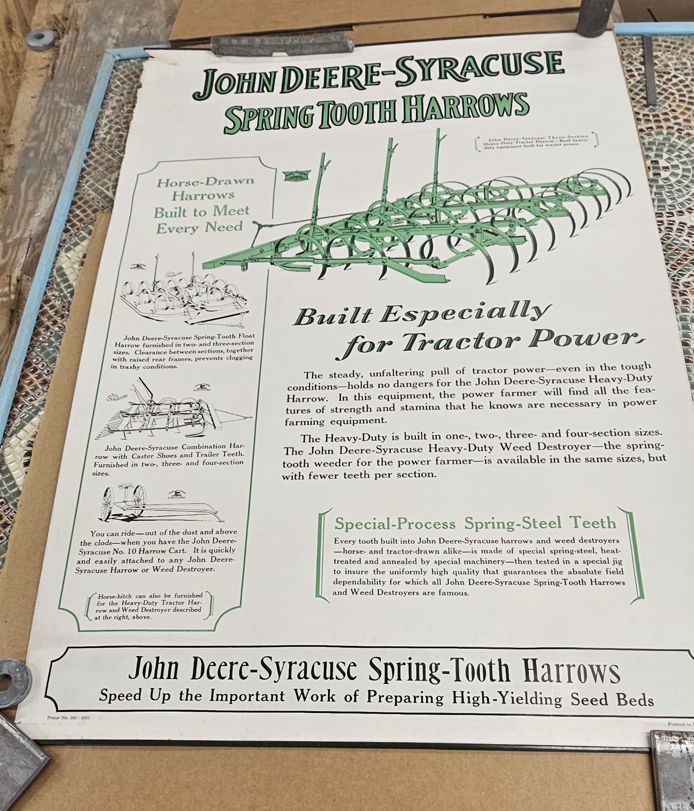 1931 John Deer-Syracuse Spring Tooth Harrows Poster #177