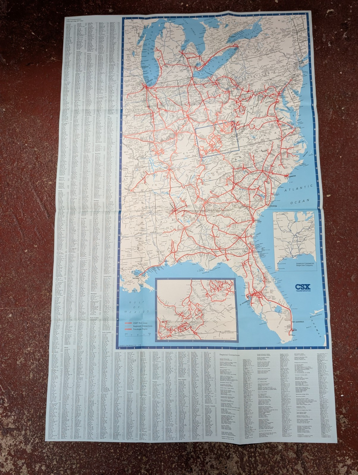 BN ORIGINAL CSX CSXT SYSTEM MAP FROM 1990