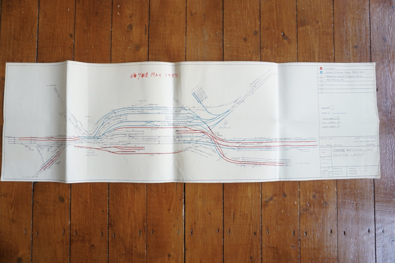11/12 May 1985 Crewe Re-Signalling Railway Track Plan Map