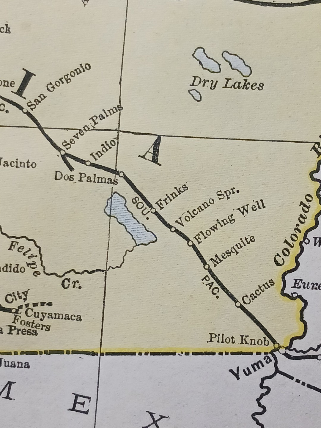 1897 Train Route Map CALIFORNIA & NEVADA all Railroad Lines Stations Towns 9×11″
