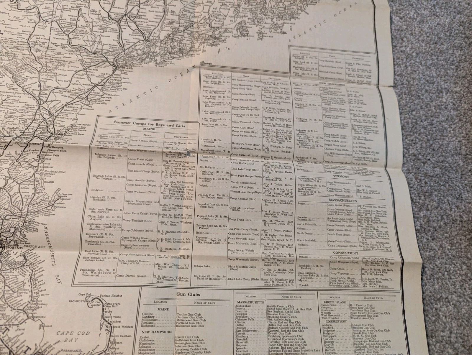 United States Railroad Administration Map New England 1919 Antique Train 1910s