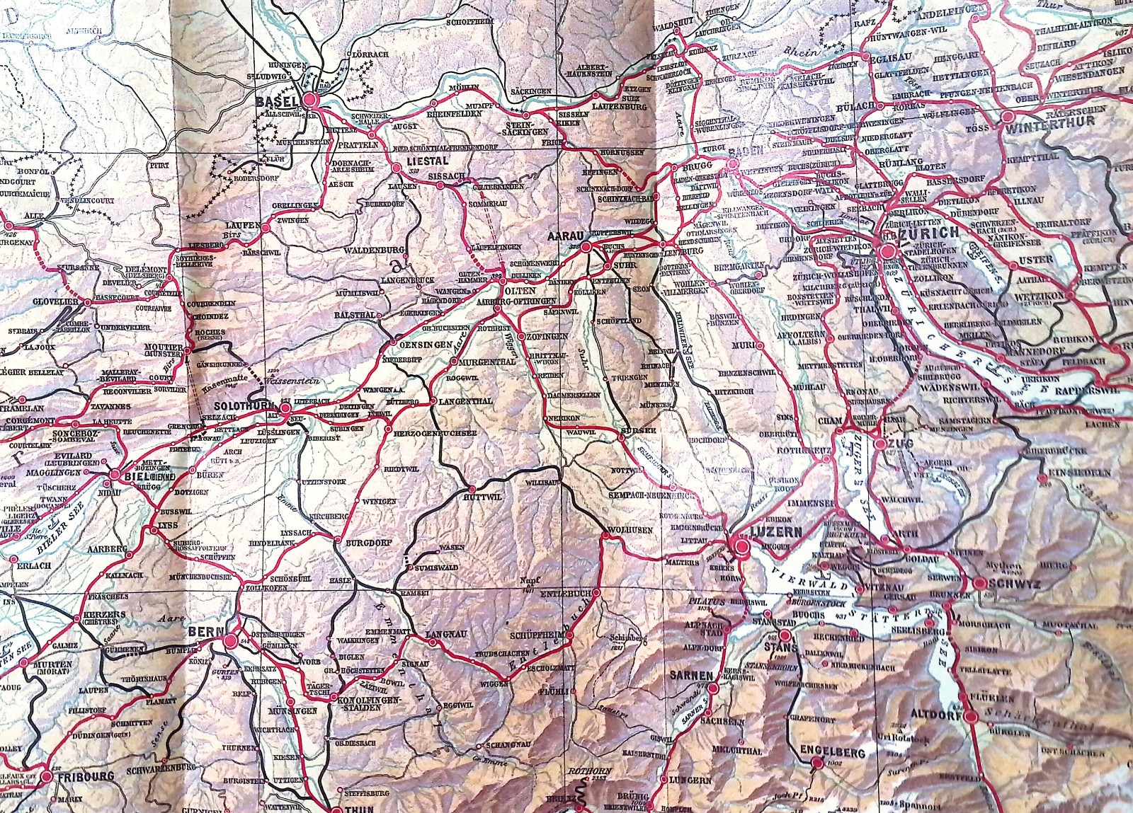 Original 1913 Swiss Federal Railways Tourist Map Of Switzerland Golden Age Rail