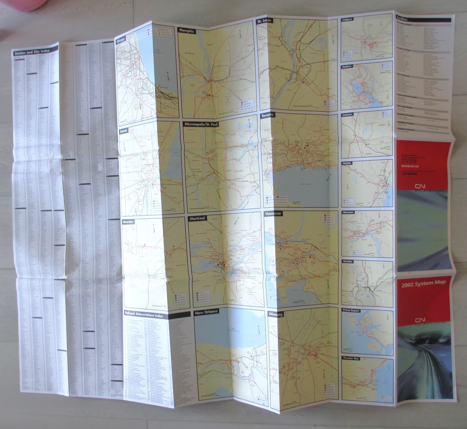Vintage 2002 Canadian National Railway CN System Map Canada