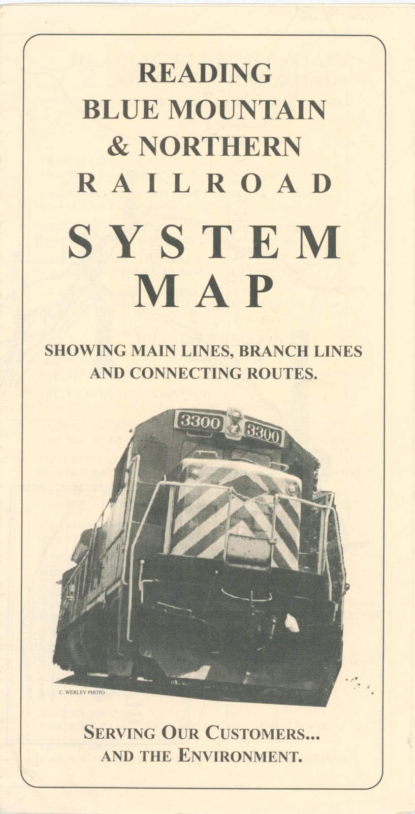 c1990 Reading Blue Mountain Railroad System Map Brochure Anthracite Road Train