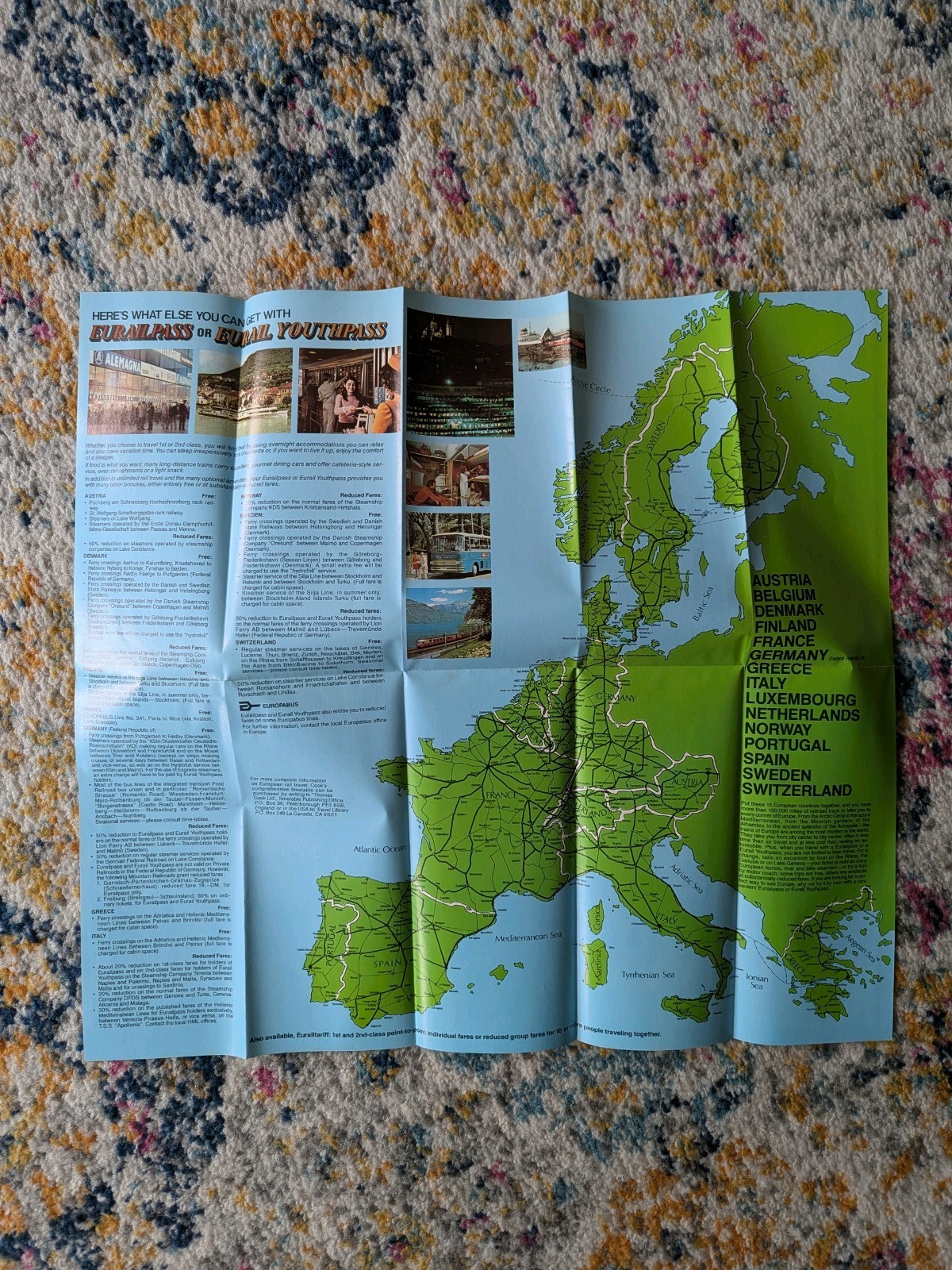 Lot of 3 EURAIL Brochures and Maps, 1976, 1978, 1982