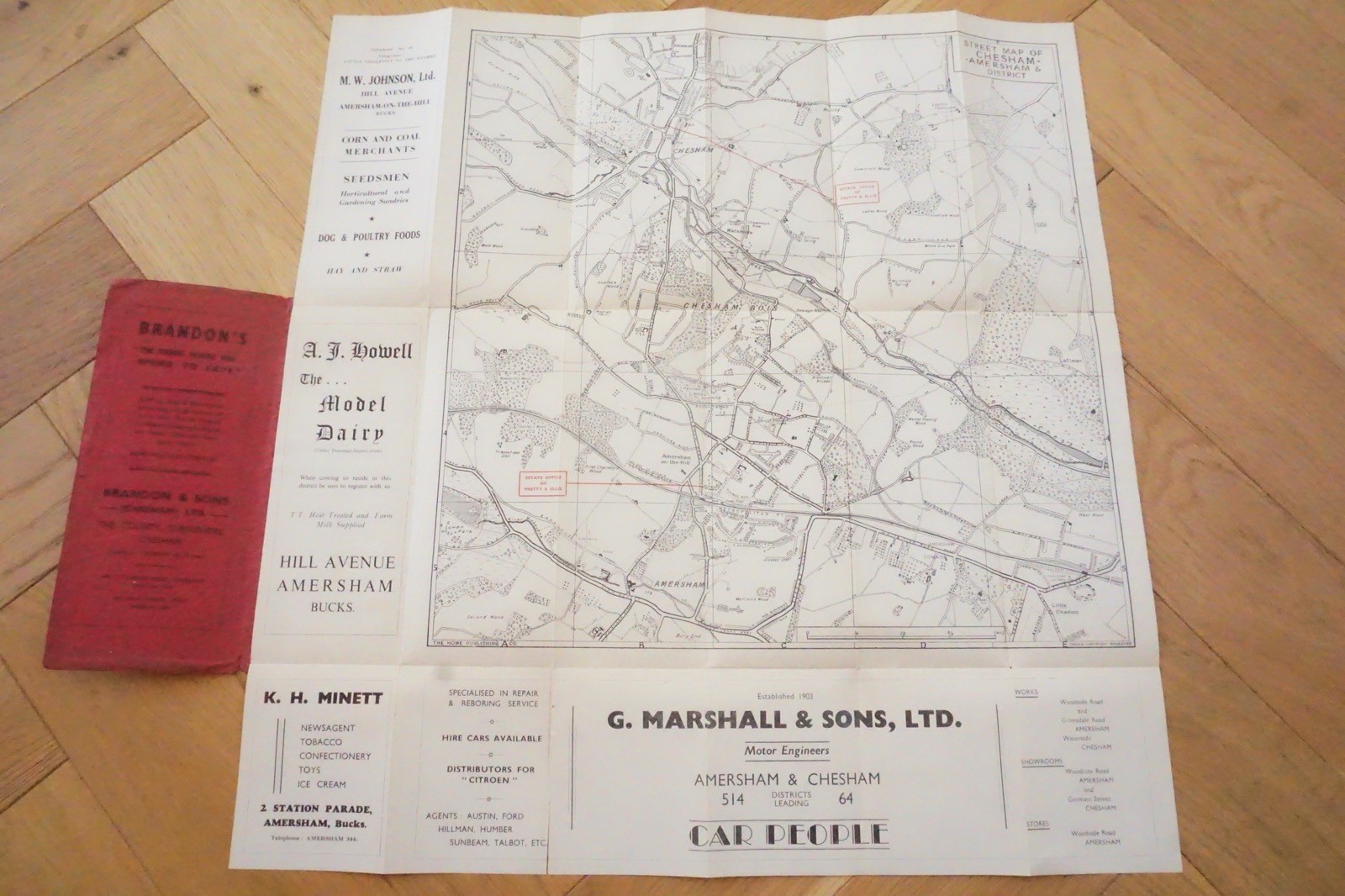c1930s Chesham Amersham & District Railway Map
