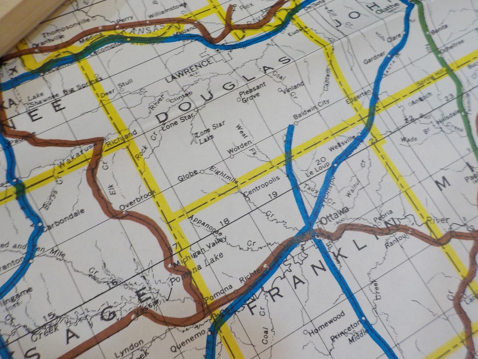 Map Burlington Northern Kansas State Railroad Map 1983 August