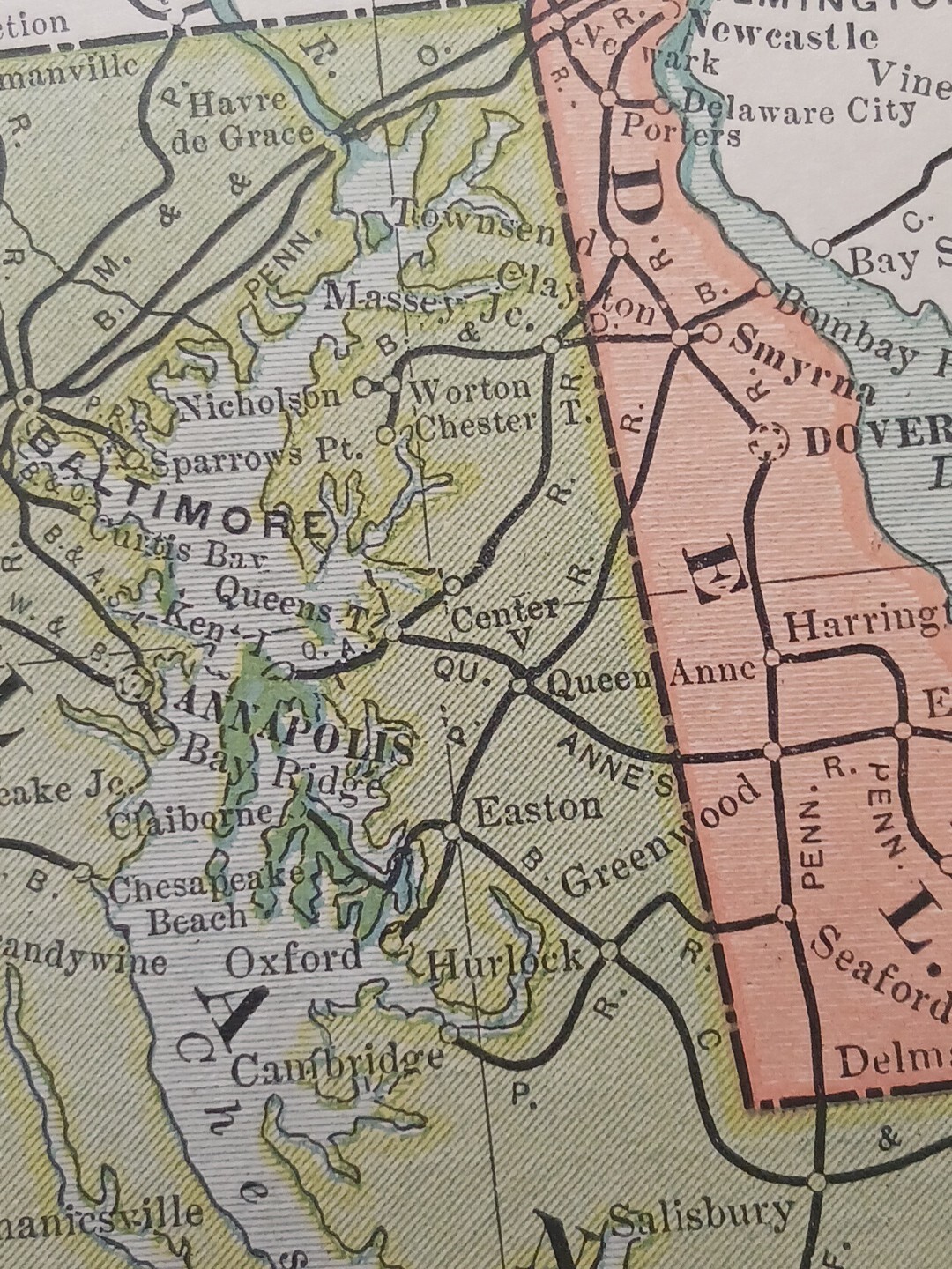 1902 Train Route Map WEST VIRGINIA Maryland All Railroad Lines Stations 11″×9″