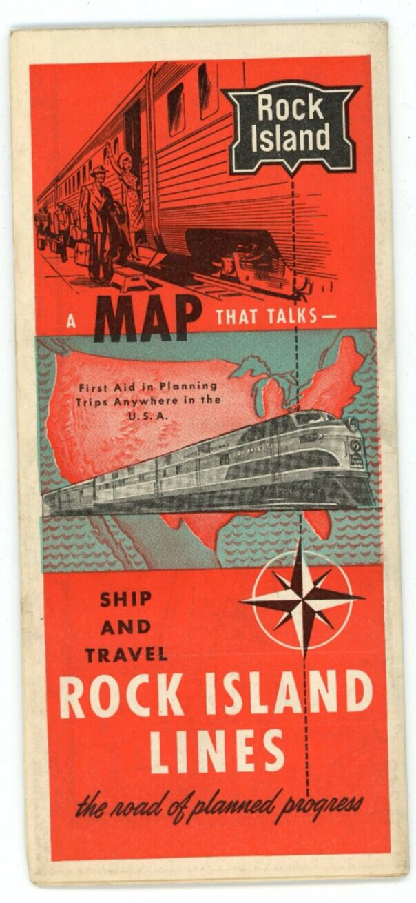 1947 Rock Island Railroad Lines Map Trains Locomotive