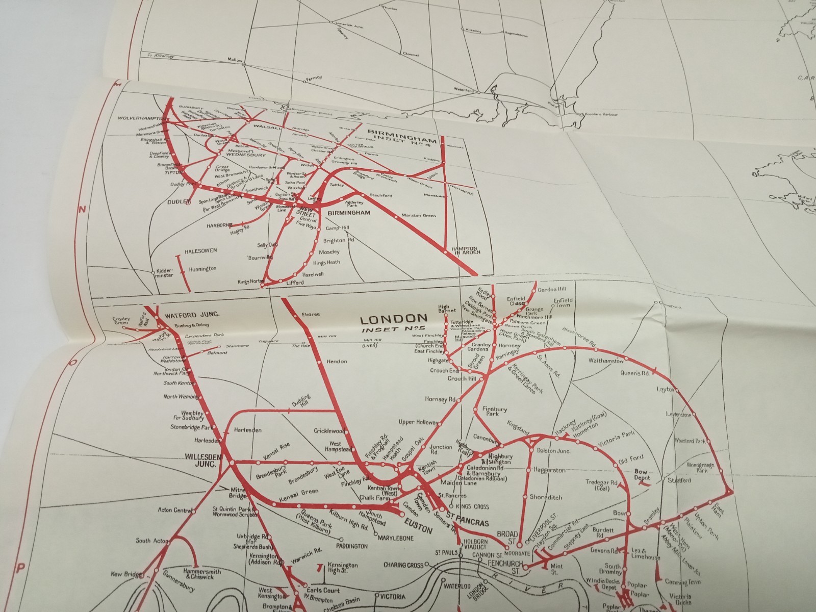 Map of LMS Railway. 4 sheet set. London, Midland and Scottish Railway, 1950s