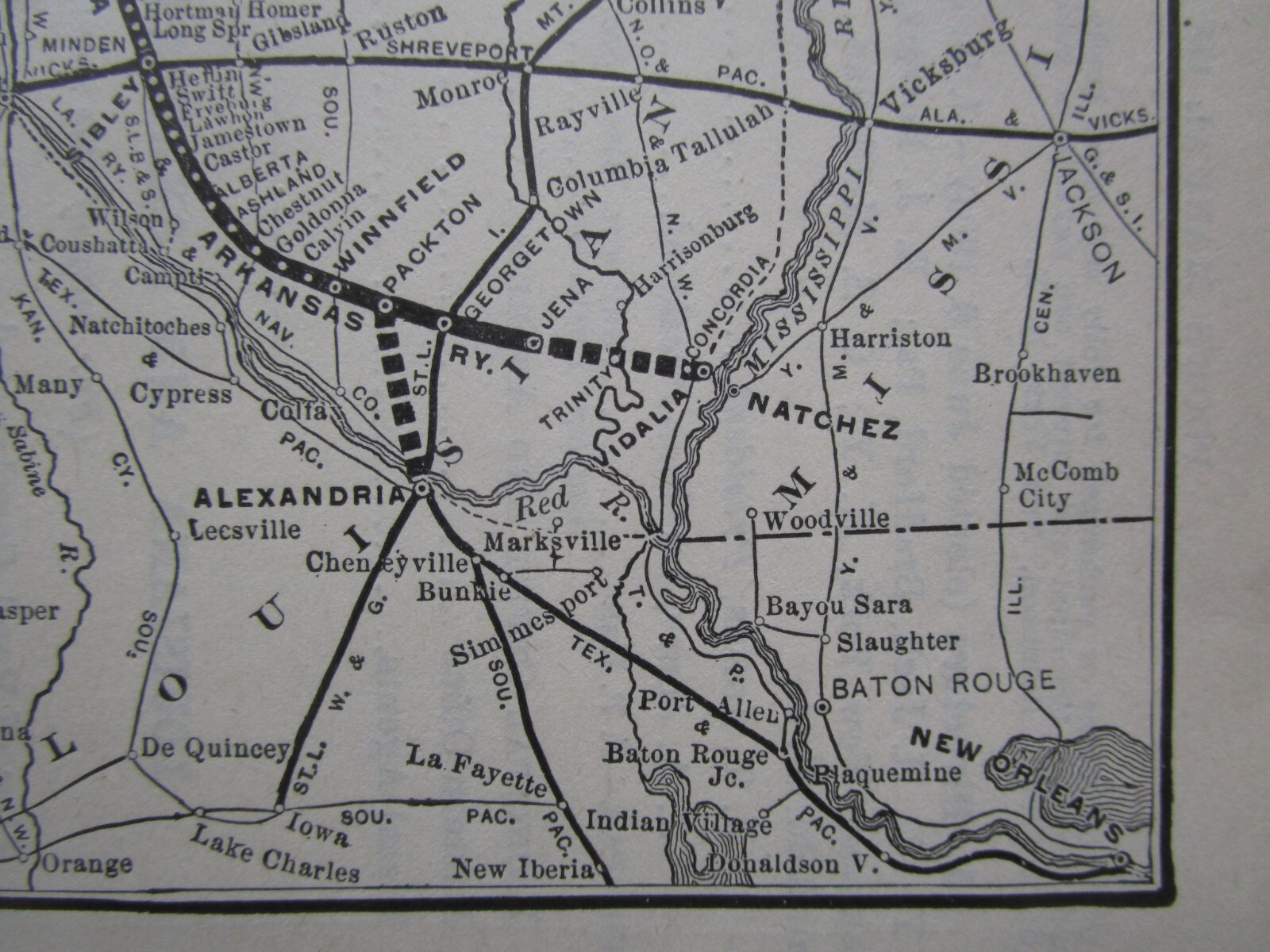 Antique 1904 LOUISIANA & ARKANSAS Railway System Map from 19O4 Poor’s INDIAN TER