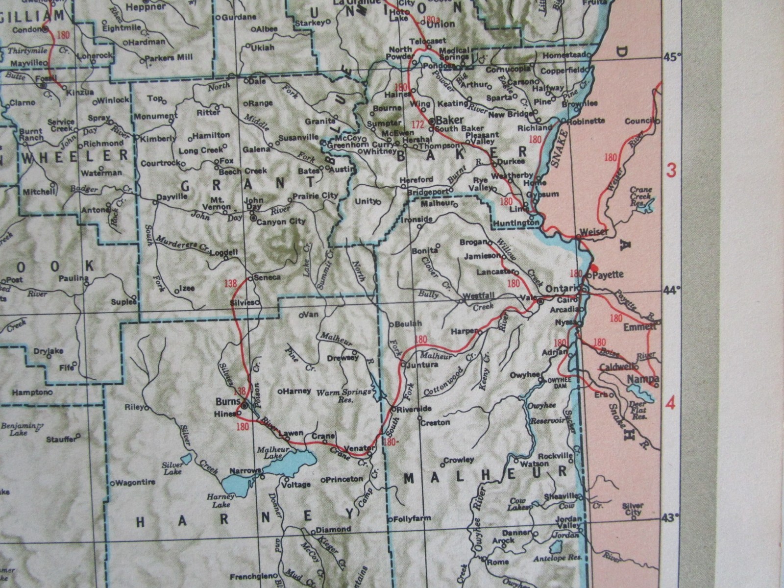 OR OK Vintage 1951 OREGON RAILROAD MAP. SUMPTER VALLEY RR or OKLAHOMA. OSAGE RR