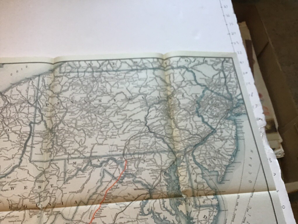 vintage railroad map: 22×32″ NORFOLK & WESTERN Railway 1913
