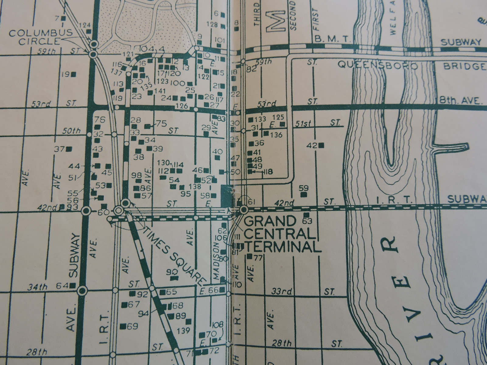 Foldout 1939 Transit Grand Central Terminal New York City Subway Map NYC Bus IRT