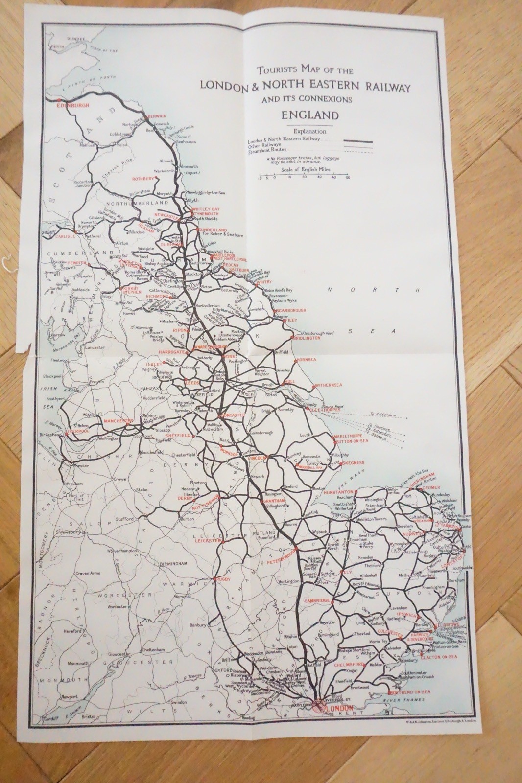 1930s LNER Connections Railway Map 38cm x 33cm