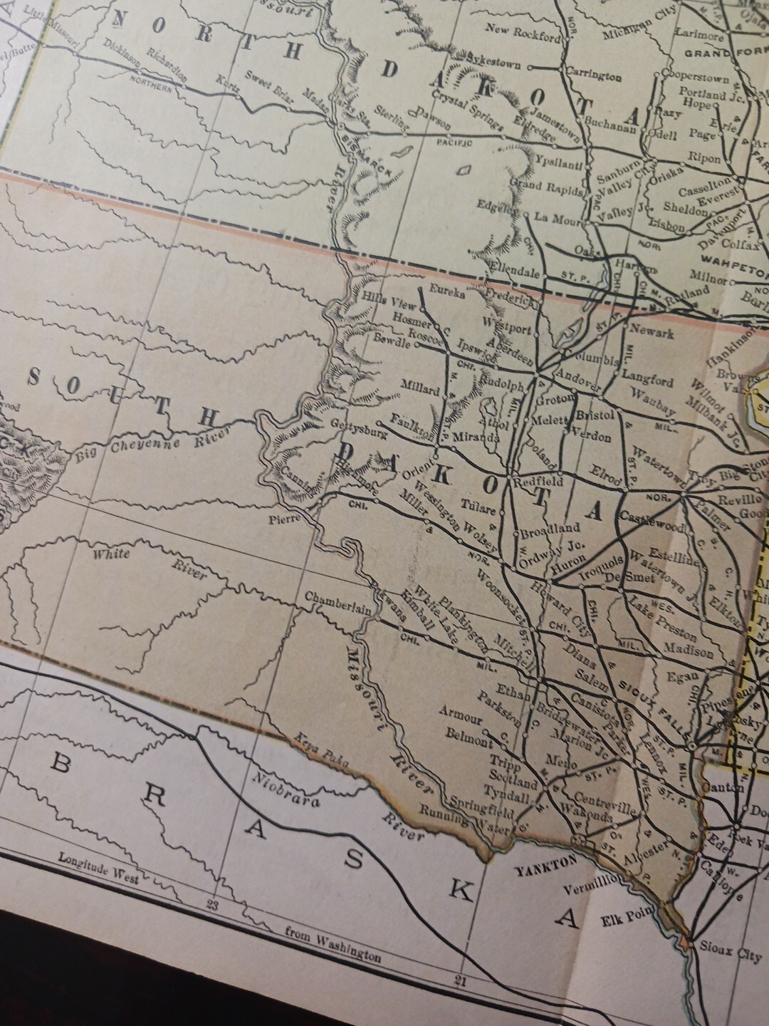 1890 Antique Railway Map Minnesota Dakota ALL Railroad Lines Train Depots 9″x11″
