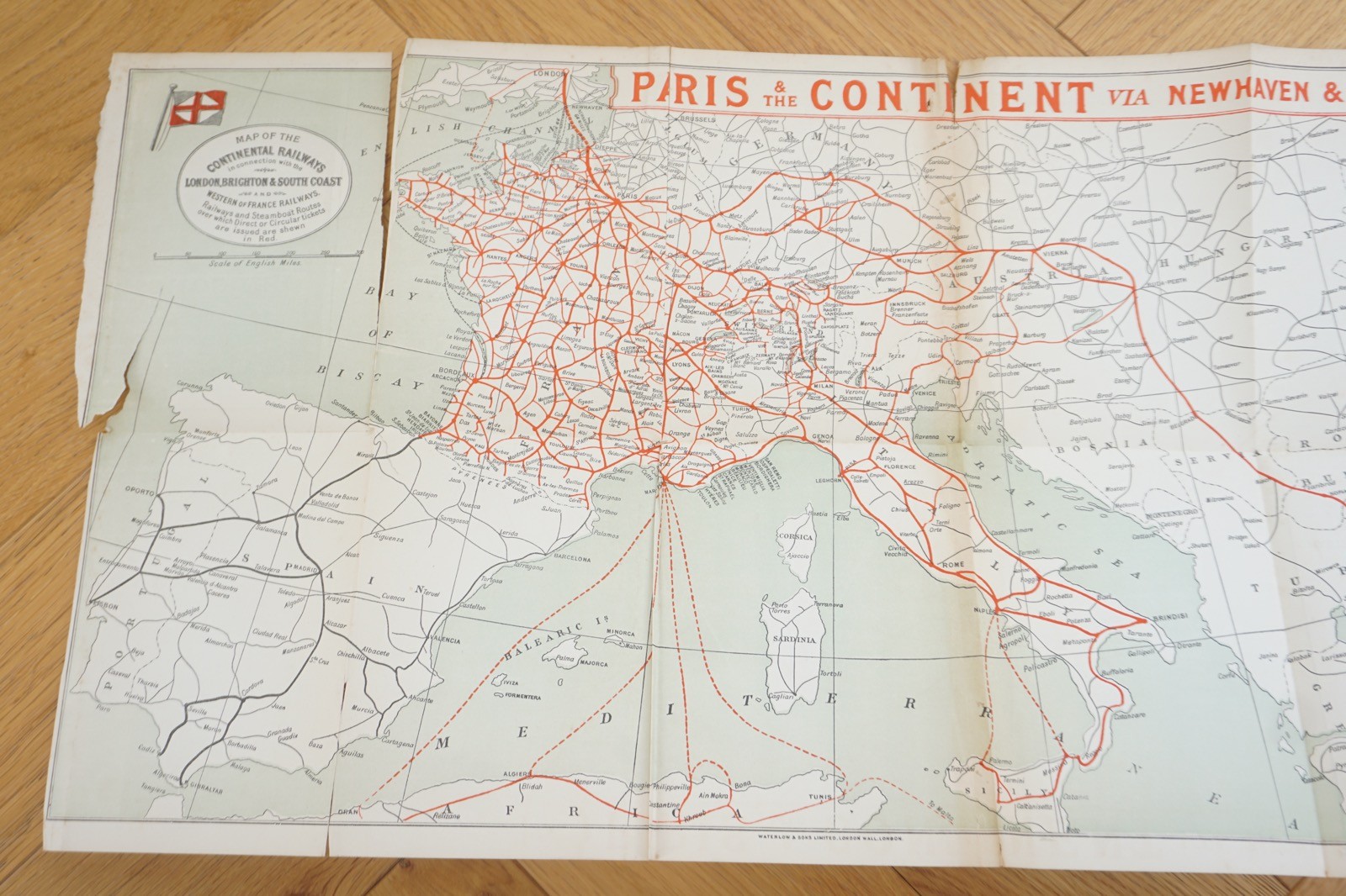 1907 London Brighton South Coast LBSCR Railway Map Continental Connections