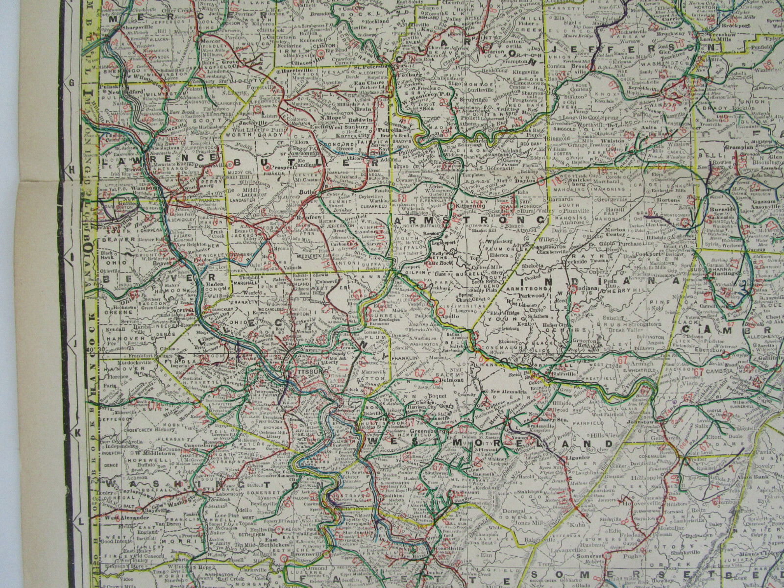 PA 1903 WESTERN PENNSYLVANIA Cram STEAM / INTERURBAN ELECTRIC RAILROAD Map