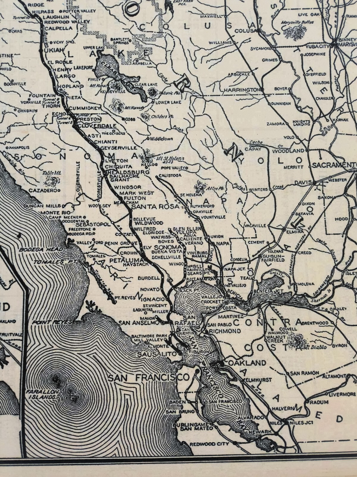 1935 Northwestern Pacific NWP Railroad System Map Wall Poster Decor