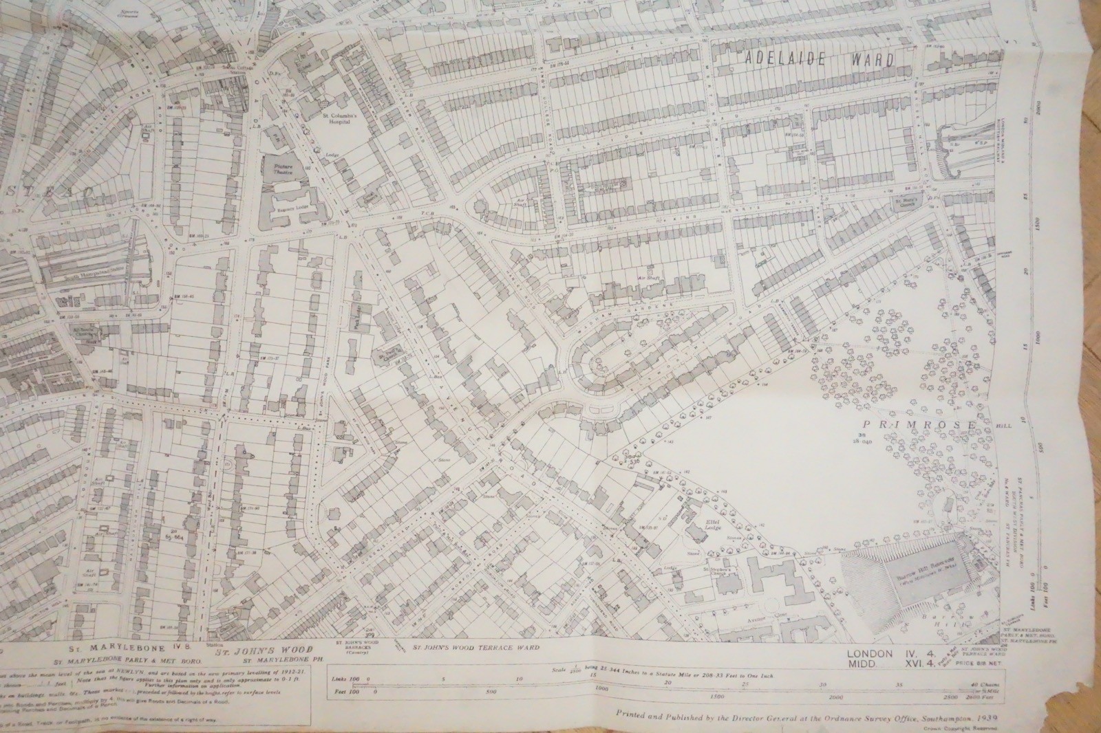 1935 South Hampstead Adelaide Ward London LMS LNER Railway OS Railway Map *