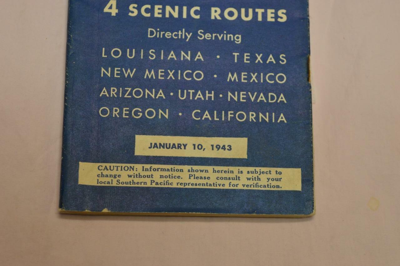 1943 SOUTHERN PACIFIC RAILROAD MAP LOUISIANA TEXAS NEW MEXICO MEXICO ARIZONA