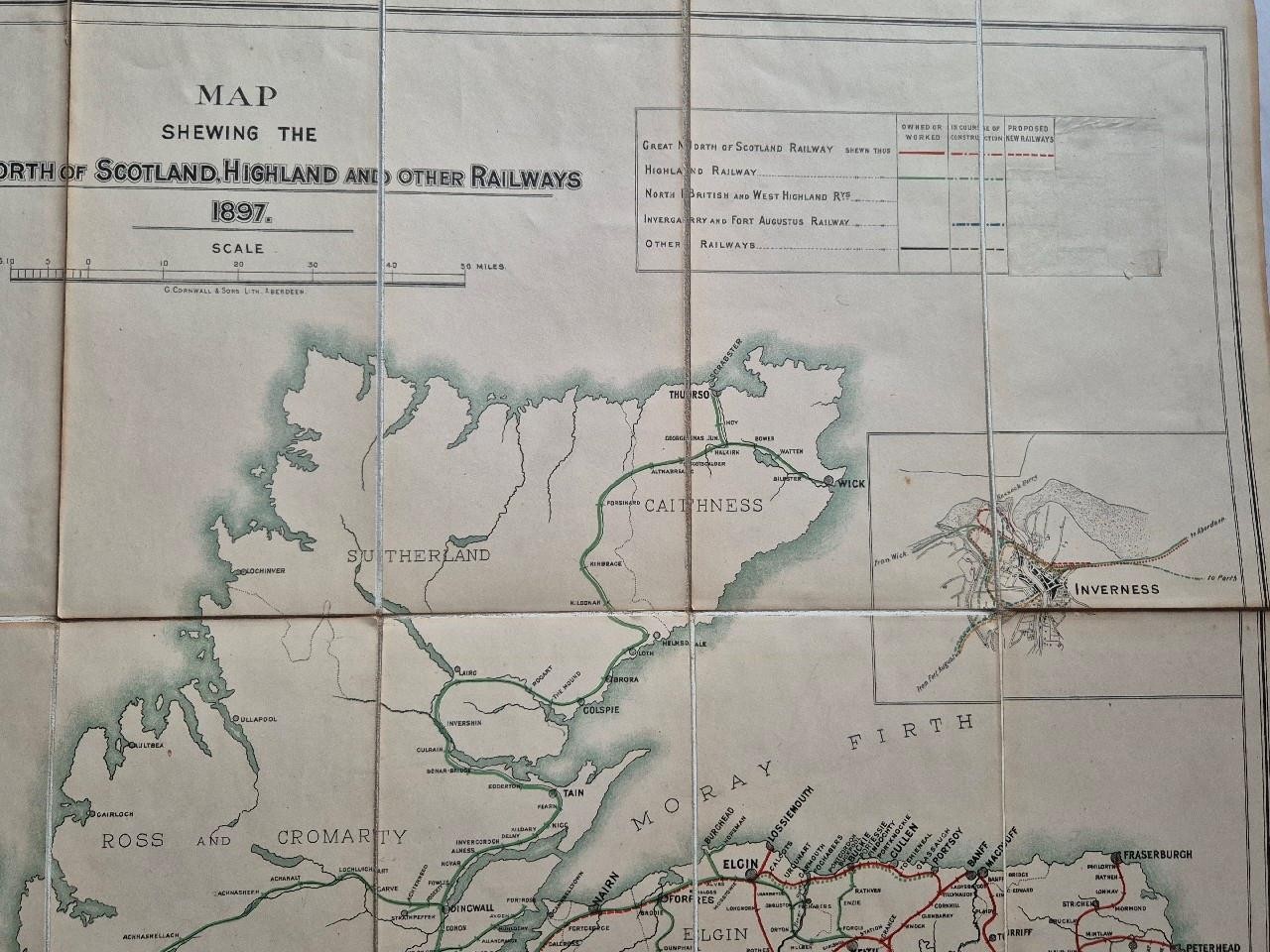 The Great North of Scotland Railway Bill 1897 Large Folding Map Original Scarce