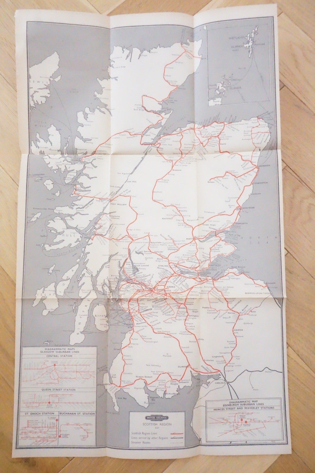 1961 British Rail Scottish Region Passenger Network Railway Map