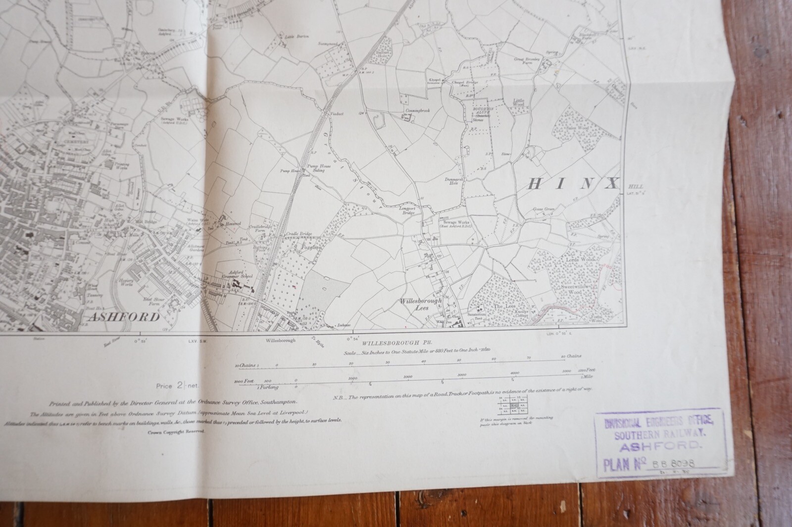 1931 Kennington Ashford Kent Southern Railway OS Map