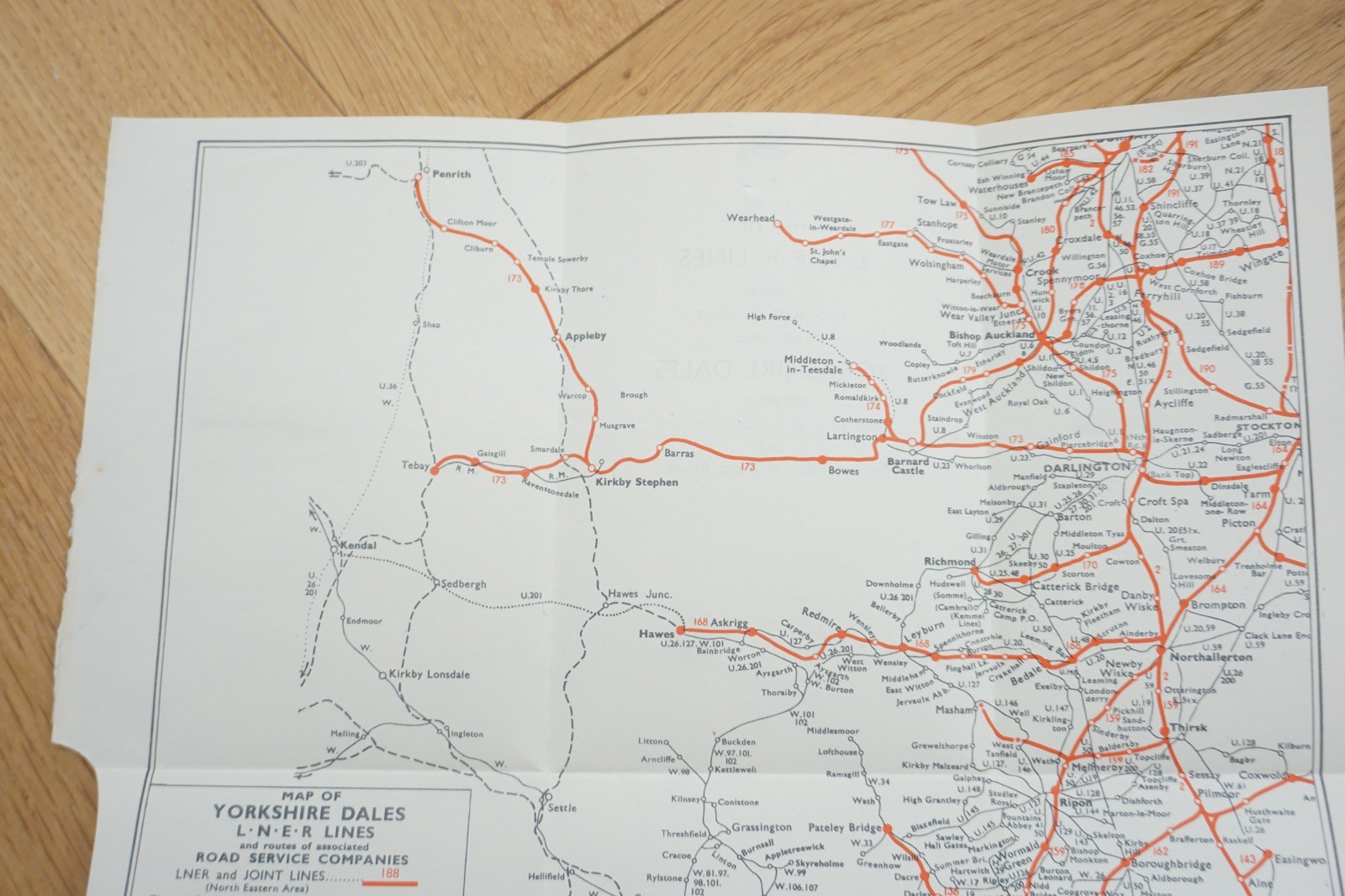 c1930s Yorkshire Dales LNER Railway Map