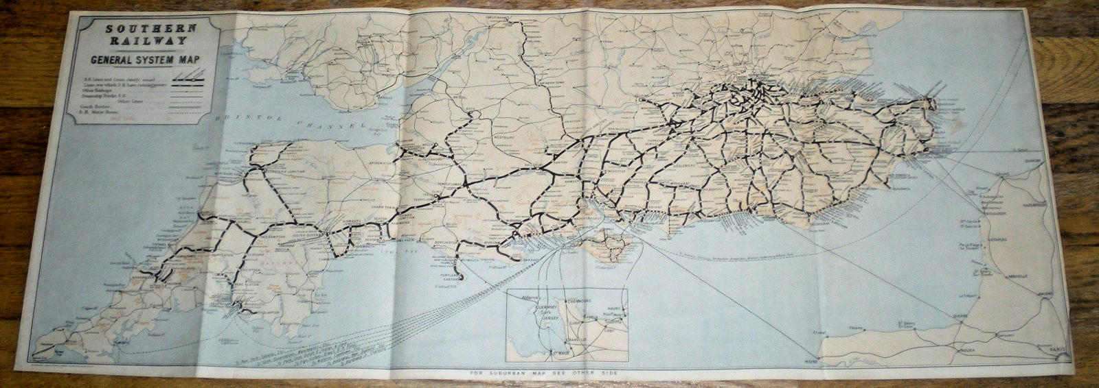 1930s British Southern Railway Double-Sided System Map – (Waterlow & Sons)