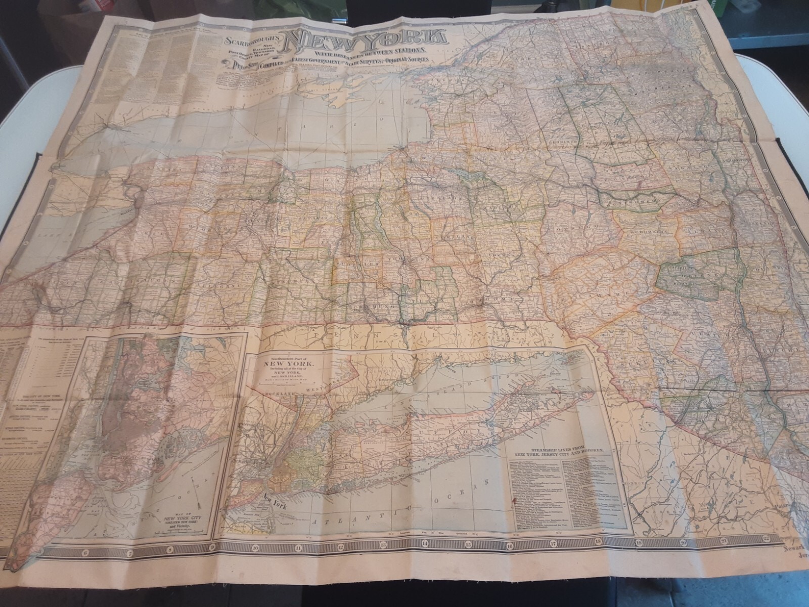 RAILROAD MAP, POST OFFICE, TOWNSHIP NEW YORK 1903 SCARBOROUGHS